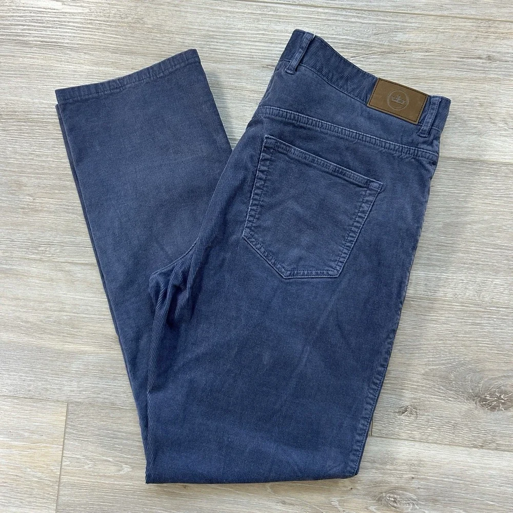 Peter Millar Men 36x31 Superior Soft Blue Corduroy Five-Pocket Pants